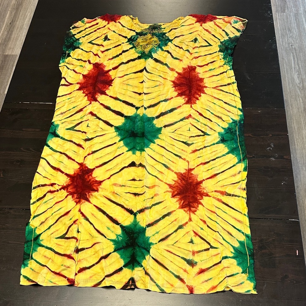 Colorful Tie-Dye Kaftan Dress